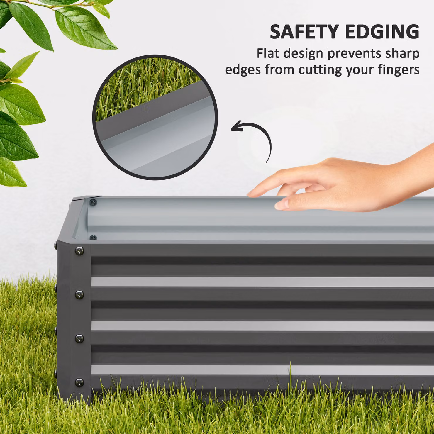 Outsunny Set of Two Galvanised Steel Raised Planter Boxes, Grey, W: 110 cm, D: 50 cm, H: 30 cm – 5