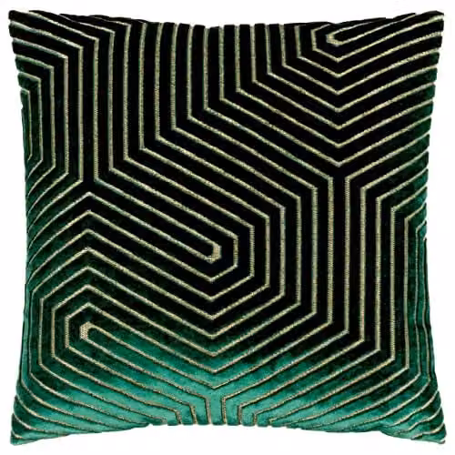 Paoletti Evoke Square Velvet Cushion in Green, W/D/H: 45 x 45 x 45 cm
