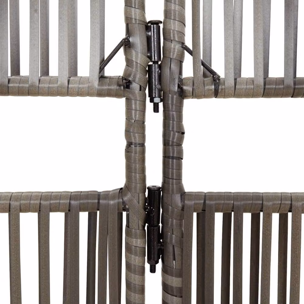 Berkfield Home 4 Panel Grey Poly Rattan and Steel Room Divider – 4