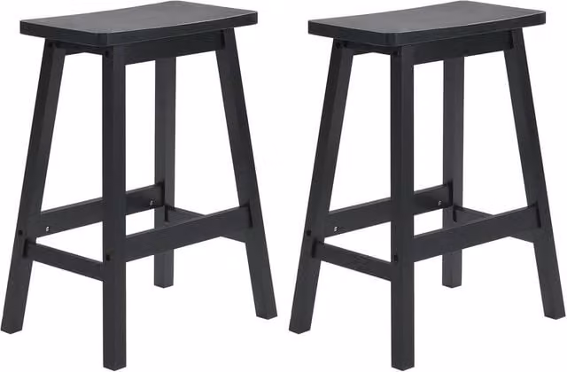 KORVIXA Black Saddle Seat Counter Stools with Footrest – 1