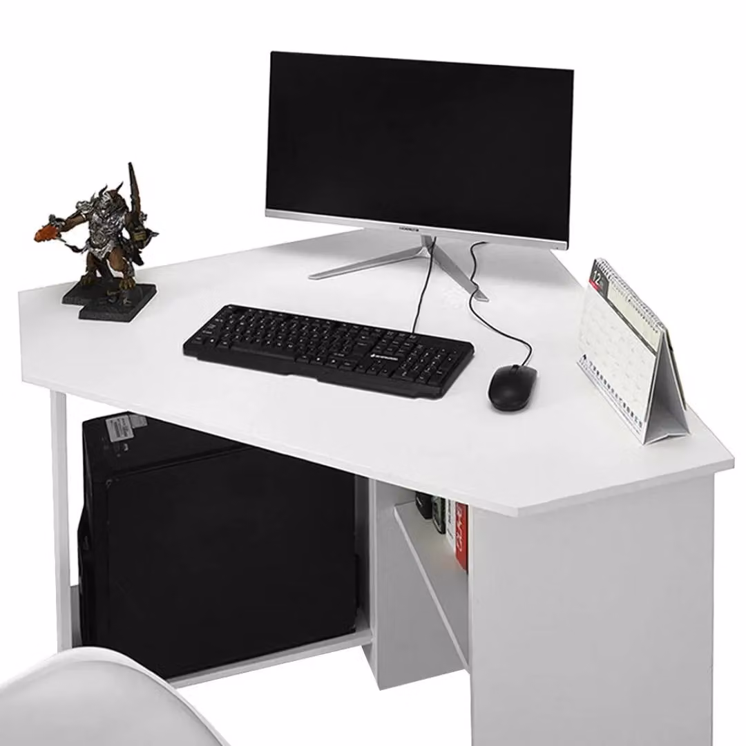 EONLION Small Corner Computer Desk with Shelf in White – 2