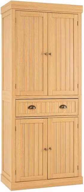 KORVIXA Large 2-Door Pantry Cabinet and Tall Utility Storage Unit in Brown or Sand, W/H: 100 x 100 cm – 1
