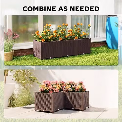 Outsunny Brown Plastic Self-Watering Raised Garden Bed with Legs W/D/H: 120 x 40 x 37 cm – 3