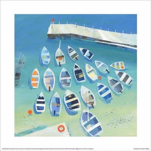 Claire Henley Birds Eye View Nature Print Poster in Blue and Multicolour