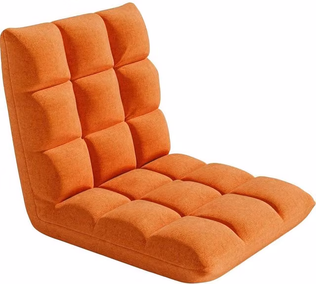 KORVIXA Orange Fabric Floor Lazy Sofa Chair with Adjustable Headrest and Back Support – 1