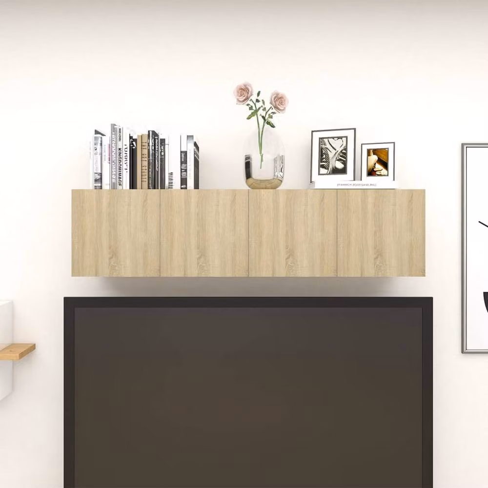 Berkfield Home Set of 4 Wall Mounted TV Cabinets in Sonoma Oak Brown, W/D/H: 30.5 x 30 x 30 cm – 2