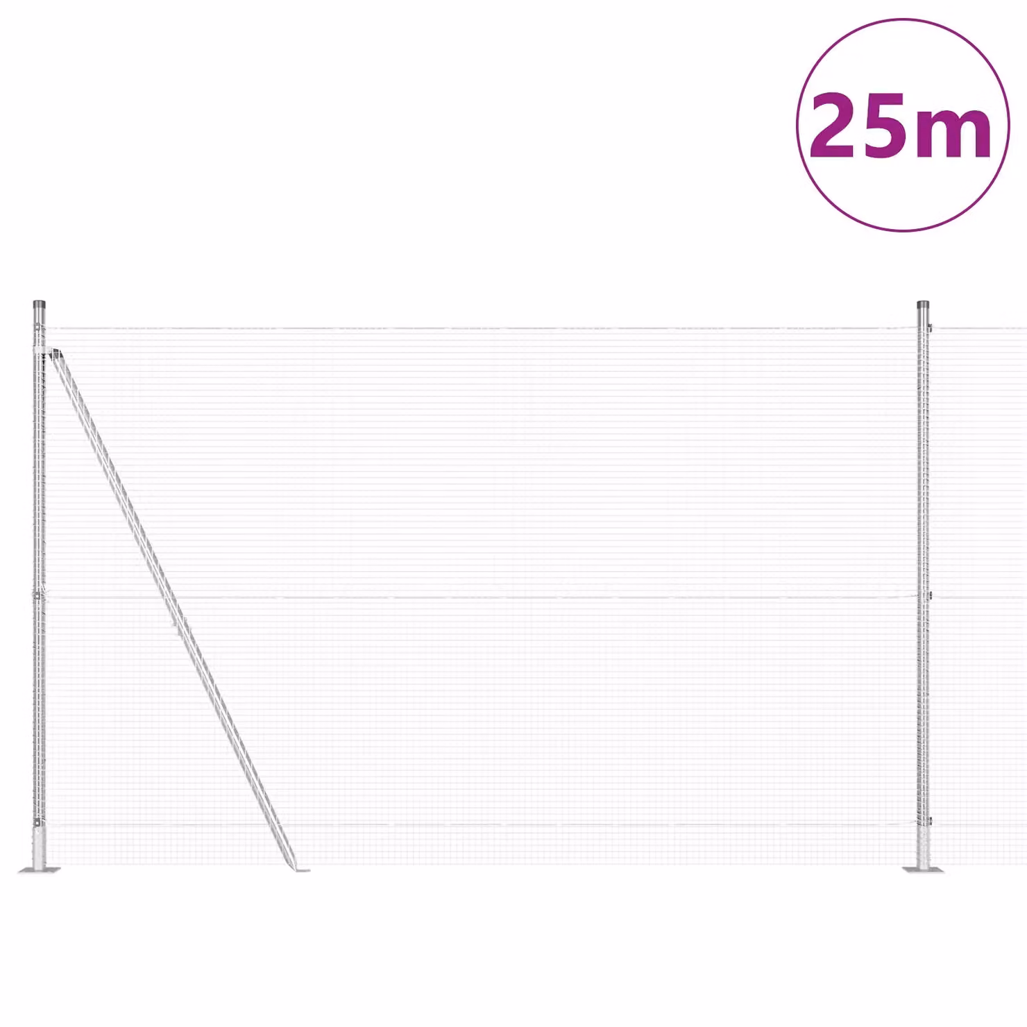 Berkfield Home Galvanised Steel Welded Wire Fence with 13 Flanged Posts, 1.5 x 25 m, Silver – 2
