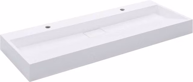 Berkfield Home White Mineral Cast Rectangular Wall Hung Wash Basin W: 120 cm, D: 46 cm, H: 11 cm