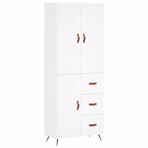 vidaXL Modern White Highboard with Hinged Doors and Internal Shelves, W/D/H: 69.5 x 34 x 180 cm – 1