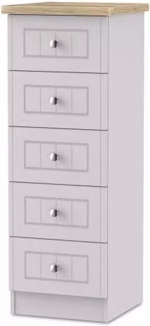 Welcome Vienna 5 Drawer Narrow Chest of Drawers in White