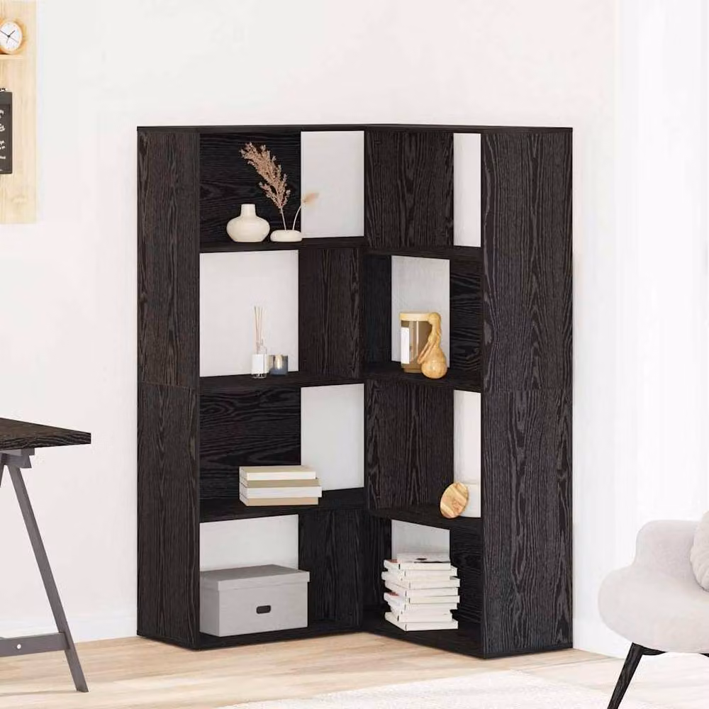 Berkfield Home Modern Corner Cabinet in Black Oak with Adjustable Shelves, H 140.5 x W 30 x D 30 cm – 2