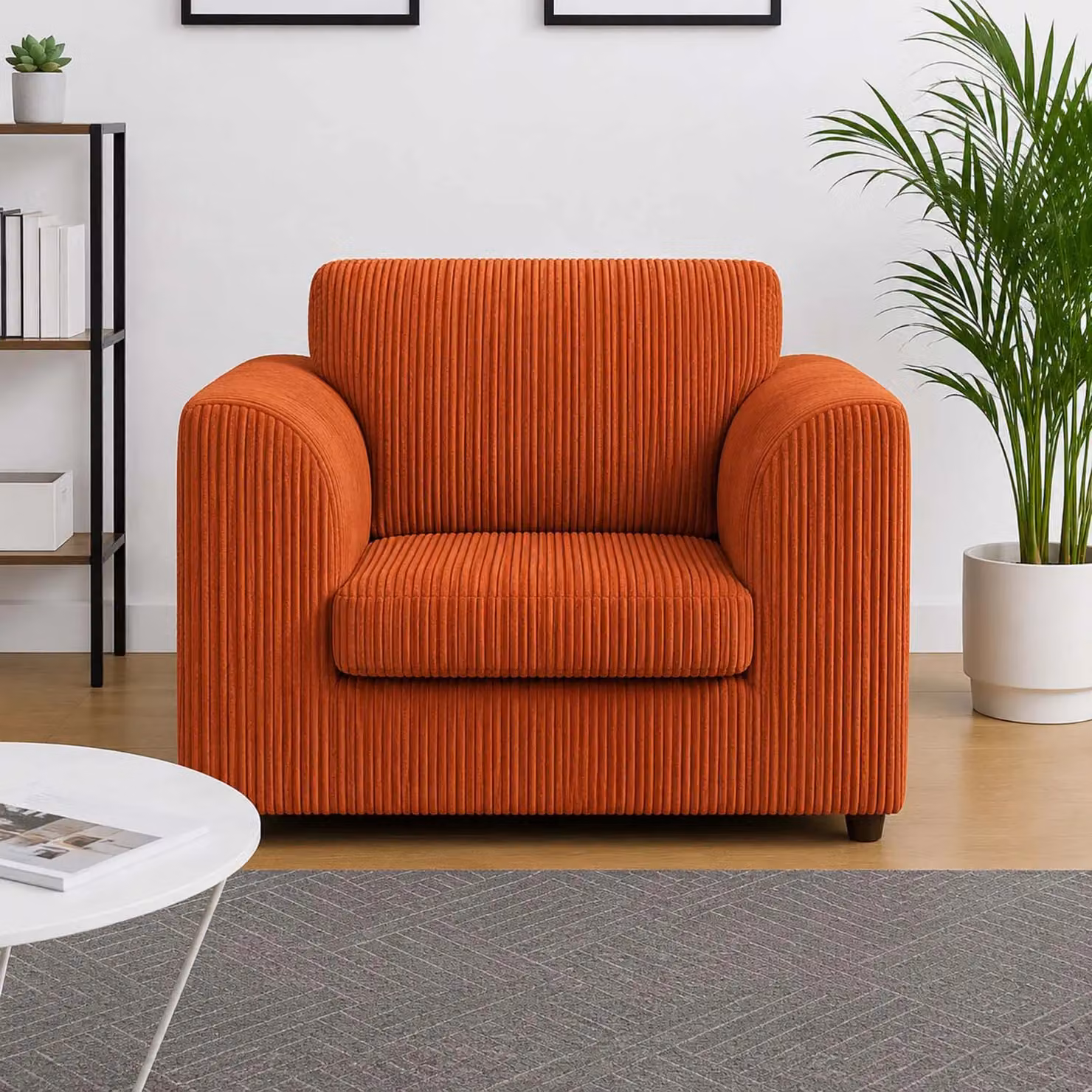 Furnishings For Less UK Luxor Jumbo Cord Fabric Armchair in Orange – 2