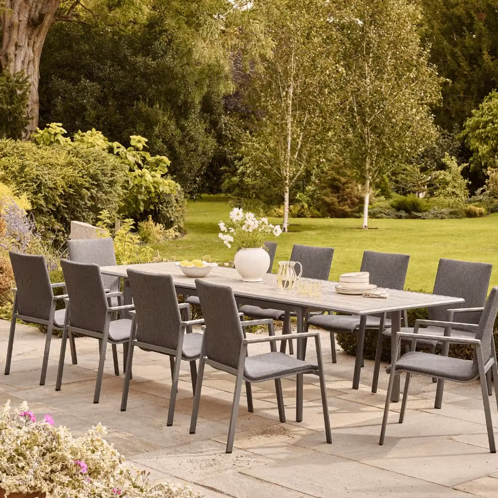Leisure Grow Savannah Birch 8 Seat Extending Dining Set in Grey