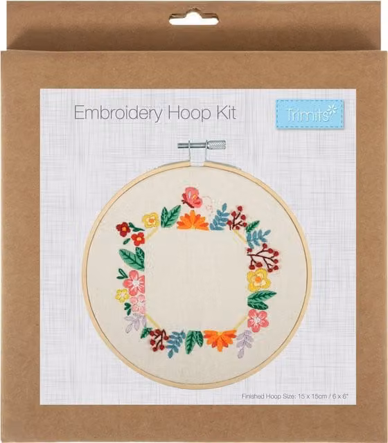 Trimits Embroidery Hoop Kit with Floral Photo Frame in Multicolour and White