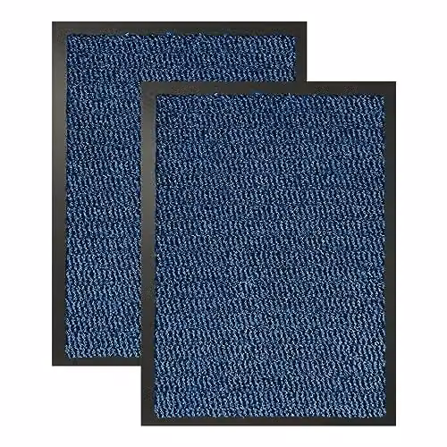 KAV Non-Slip Washable Dirt Trapper Door Mat, Blue, Pack of 2, W: 40 cm, D: 60 cm – 1