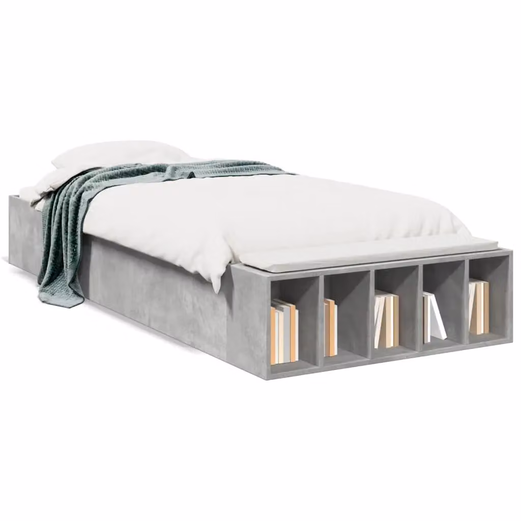 Berkfield Home Small Single Bed Frame in Concrete Grey, W: 75 cm, L: 190 cm – 2