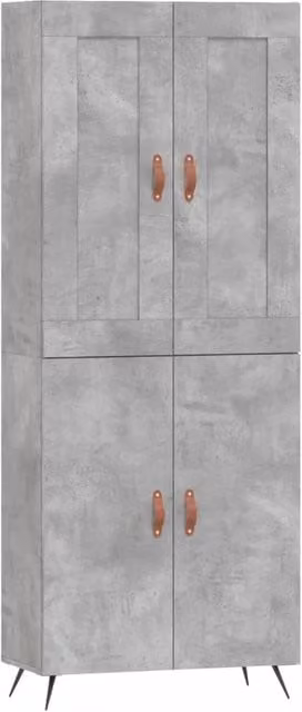 Berkfield Home Highboard in Concrete Grey, W/D/H: 69.5 x 34 x 180 cm