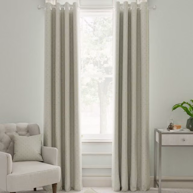 Sophie Allport Hearts Made to Measure Blackout Eyelet Curtains in Duckegg Blue and Beige