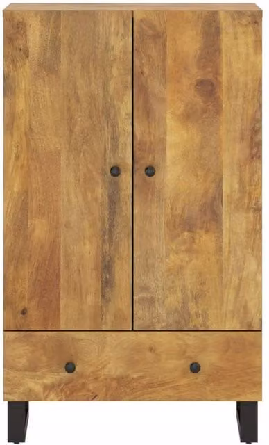 Berkfield Home Industrial Highboard with Drawer in Brown Solid Mango Wood and Iron, W/D/H: 60 x 33 x 100 cm – 1