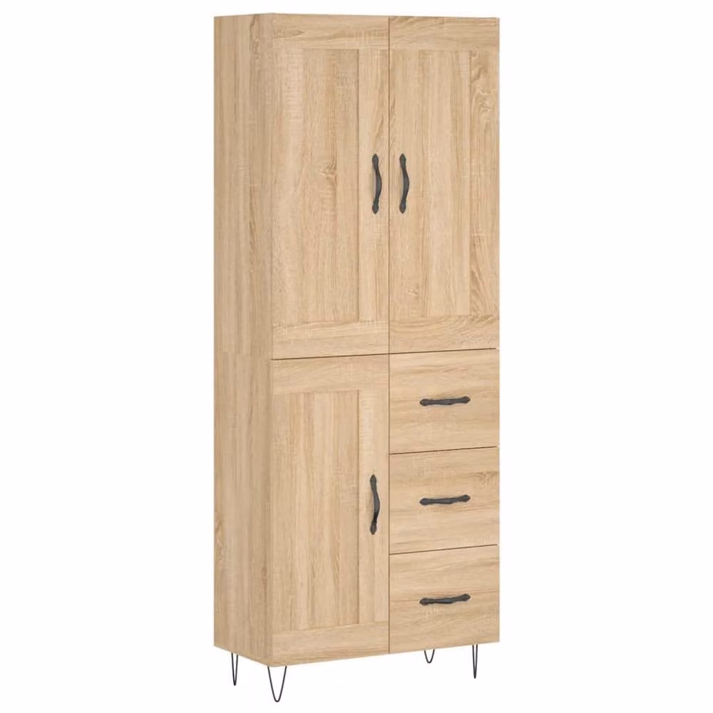 Berkfield Home Sonoma Oak Highboard in Light Brown, W/D/H: 69.5 x 34 x 180 cm – 3