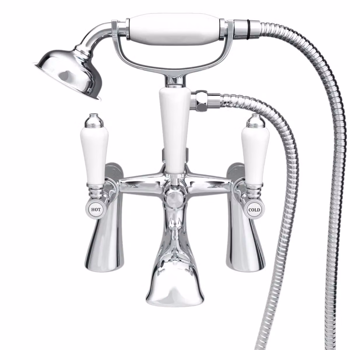 Nes Home Imperior Traditional Bath Shower Mixer and Basin Dual Lever Tap Set in Silver – 2