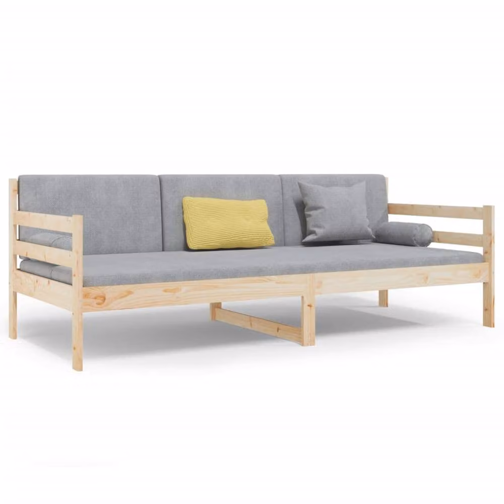 Berkfield Home Beautiful Day Bed in Natural Solid Pine Wood, W/D/H: 80 x 200 cm – 2