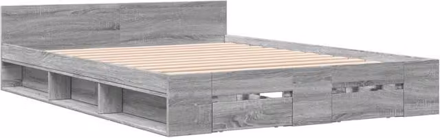 Berkfield Home Modern Small Double Bed Frame with Drawers in Grey Sonoma, W/D/H: 120 x 190 cm