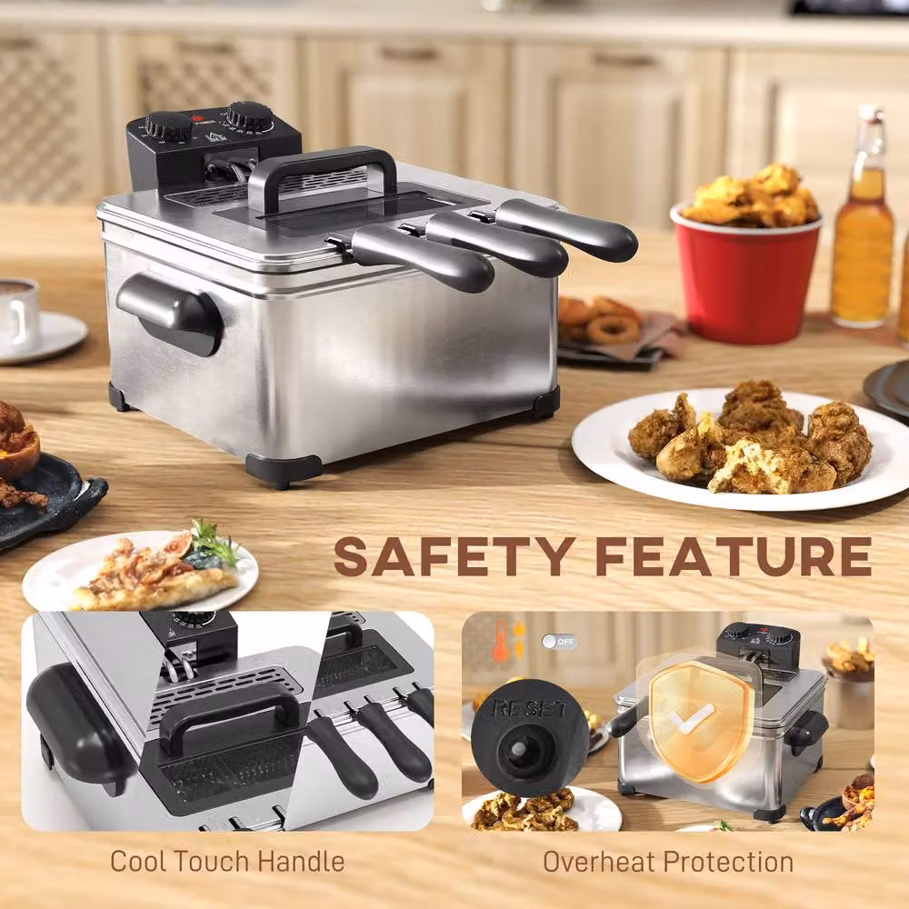 STILVORA Deep Fat Fryer with Adjustable Timer and Overheat Protection, 5L, Silver – 9