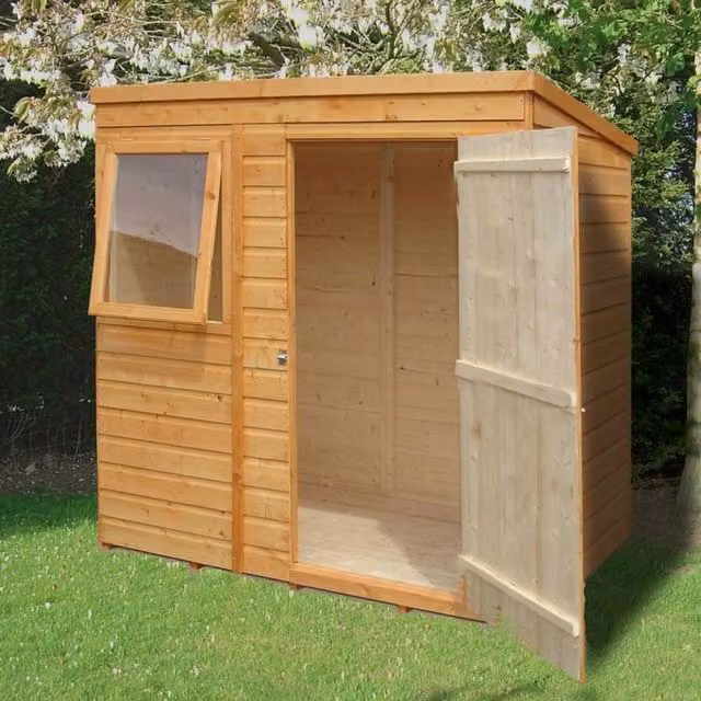 Shires Brown Shiplap Pent Tongue and Groove Garden Shed Workshop – 1