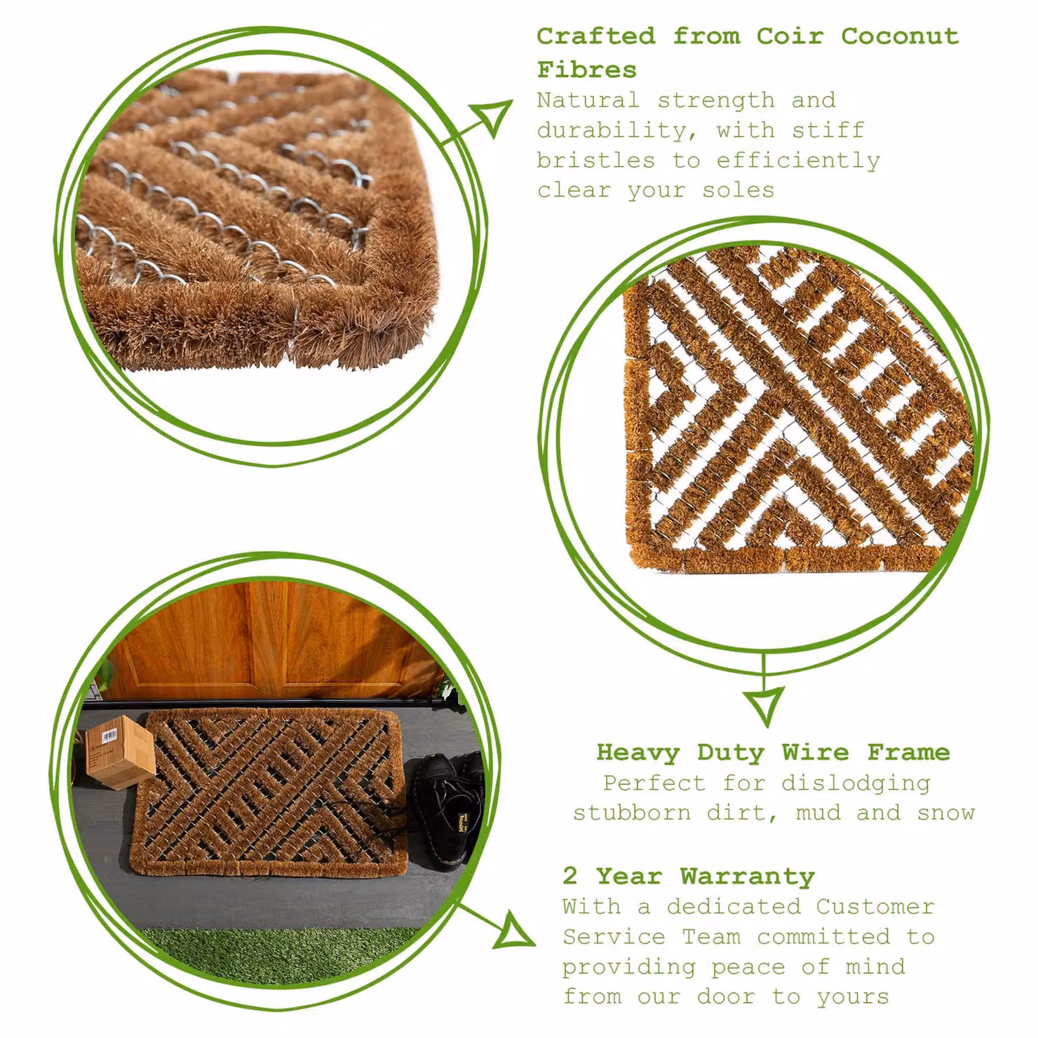 Nicola Spring Coir Scraper Doormat Set of 2, Brown, W/D: 60 x 40 cm – 6
