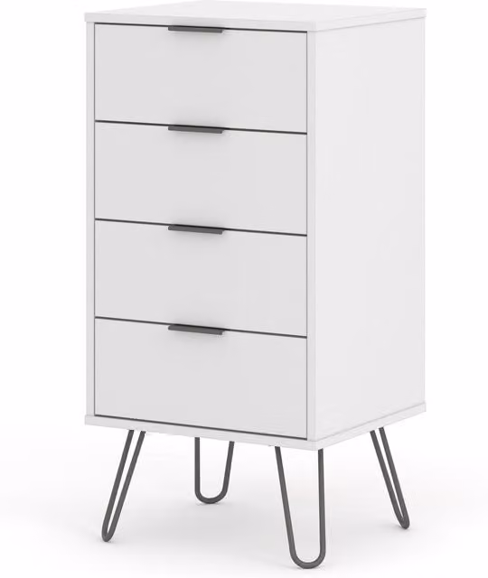 Core Products Ltd Augusta White 4 Drawer Narrow Chest Storage Unit