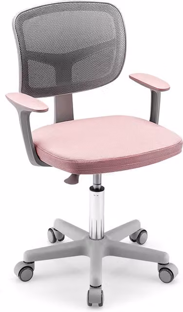 Costway Pink Kids Swivel Task Chair with Armrests and Castors