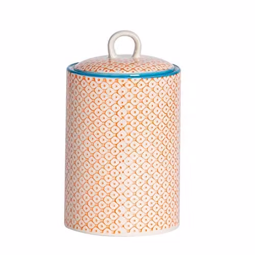 Nicola Spring Floral Patterned Airtight Ceramic Kitchen Canister, 1 l, Blue or Orange