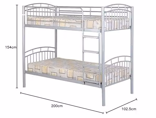 Seconique Ventura Silver Metal 3ft Single Bunk Bed Frame – 2