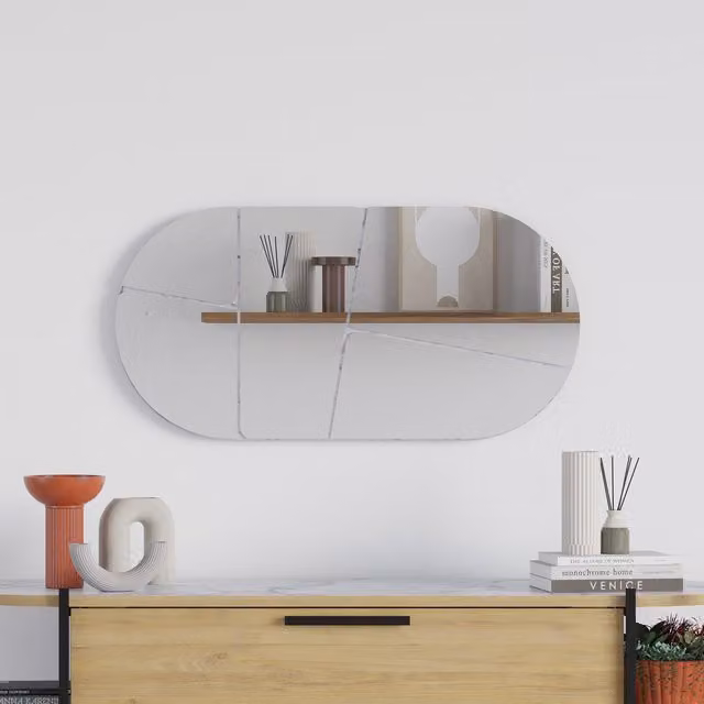 Decortie Otis Modern Oval Wall Mounted Glass Mirror in White