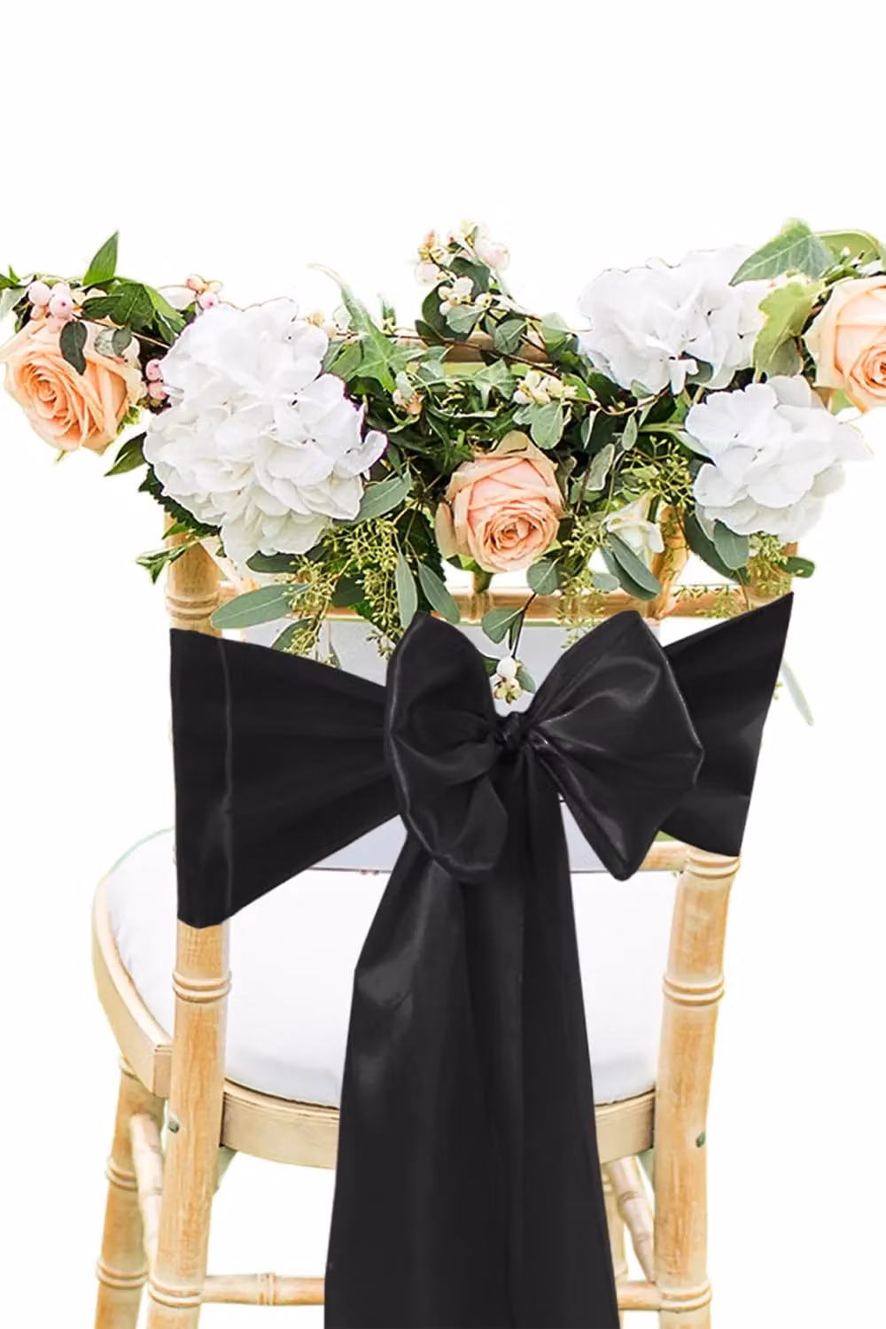 Neel Blue Set of 25 Black Satin Chair Sashes for Weddings and Birthday Party Decoration, W: 17.78 cm, L: 274.32 cm – 2