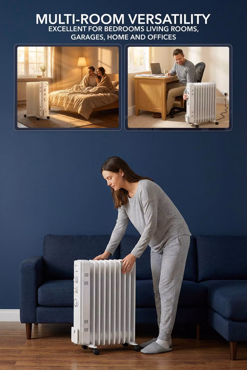Air Pro 2500W 11 Fin Portable Oil Filled Electric Radiator Heater in White – 5