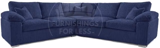 Furnishings For Less UK Delta Large 5 Seater L Shape Corner Sofa in Blue Jumbo Cord