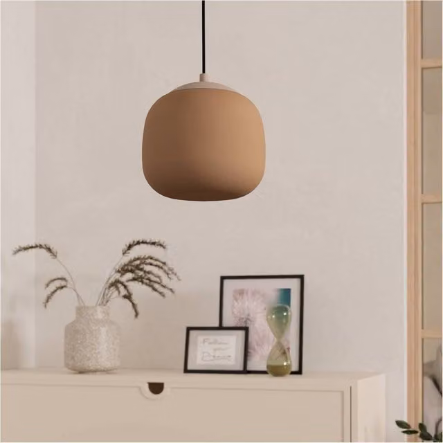 Loops Modern Taupe Glass Dome Pendant Light for Indoor Use – 1