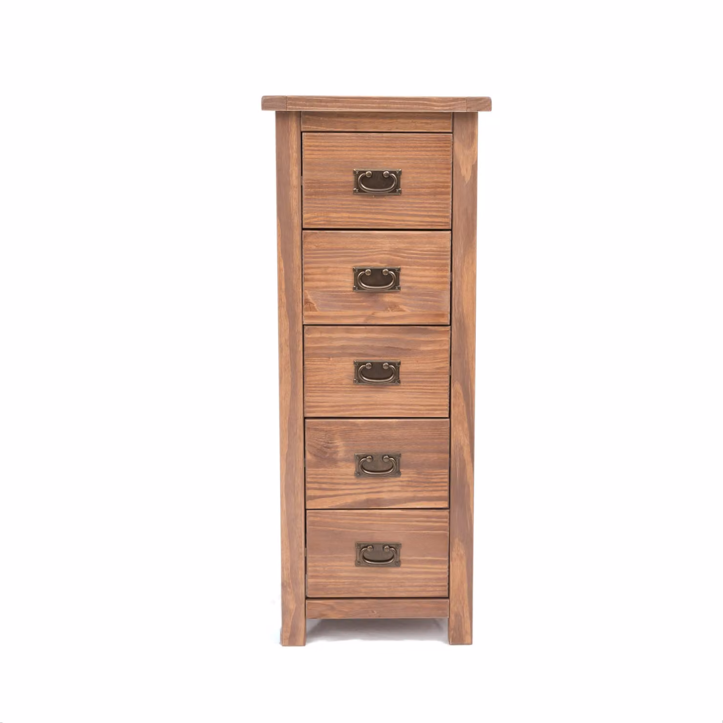 Cabinet Bits Padua 5 Drawer Narrow Chest of Drawers in Brown with Antique Brass Drop Handles – 2
