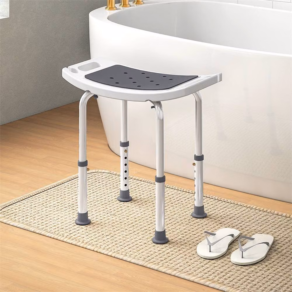 Nordara Grey Non-Slip Adjustable Aluminium Bath Stool with Drainage Seat – 2