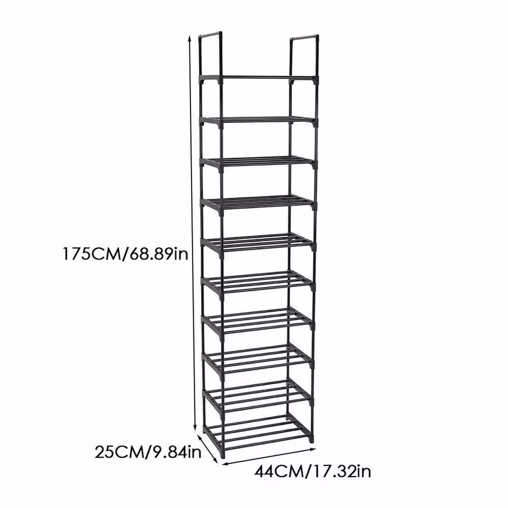 Kelvenix 10 Tier Tall Vertical Shoe Storage Rack in Black Metal – 2