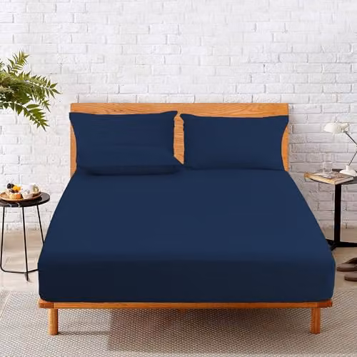Snug City Home Sweet Home UK King Size Polycotton Fitted Sheet in Blue, Depth: 25 cm, W/D/H: 180 x 200 cm – 4