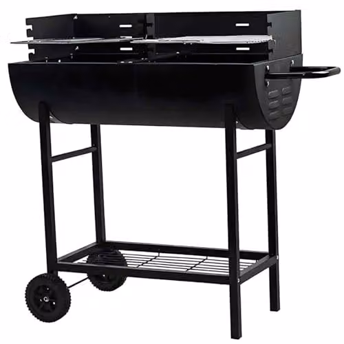 Gr8 Garden Half Barrel Dual Zone Charcoal BBQ Grill in Black – 3