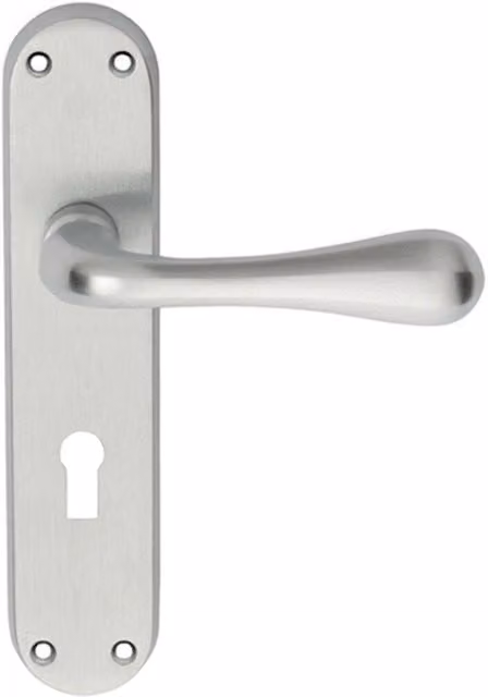 Loops Pair of Smooth Round Bar Handles with Lock Backplate in Satin Chrome, 185 x 40 mm