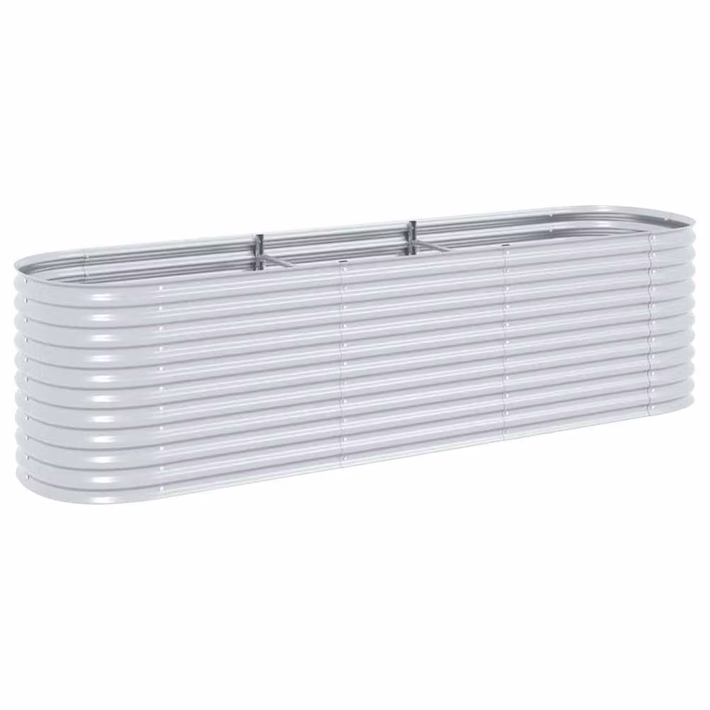 Berkfield Home Garden Galvanised Steel Raised Bed in Silver, W: 320 cm, D: 80 cm, H: 81 cm – 2