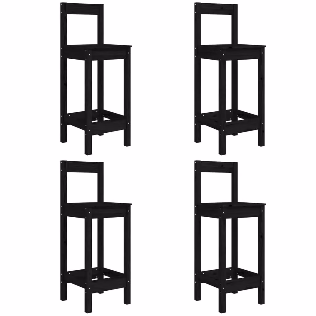 Berkfield Home 5 Piece Garden Bar Set in Black Solid Wood Pine – 5