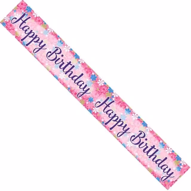 Happy Birthday Floral Hanging Pennant Banner in Multicolour, Pack of 12