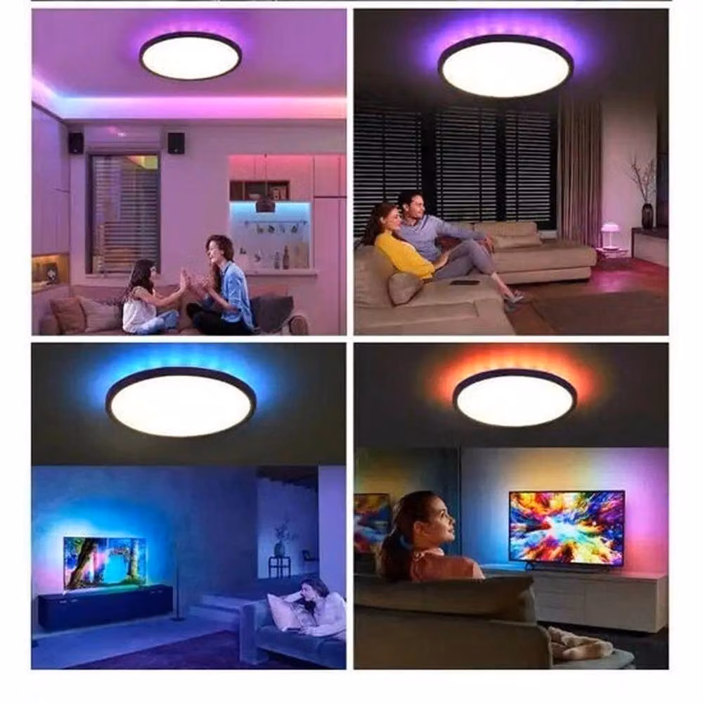 FLAVORA 24W RGB LED Dimmable Flush Mount Ceiling Light with Remote Control and Timer, White – 3