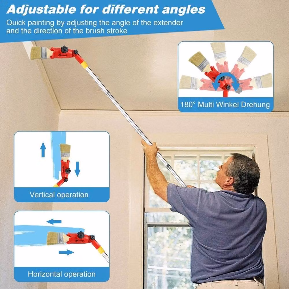 NESTLUNE Multi-Angle Paint Brush Extender Holder Extension Pole, Multicolour, W: 52 cm, H: 1000 cm – 3